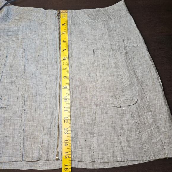 4OUR Dreamers Skirt Women’s S Gray 100% Linen Mini Zip Front Pockets Casual - Picture 11 of 11